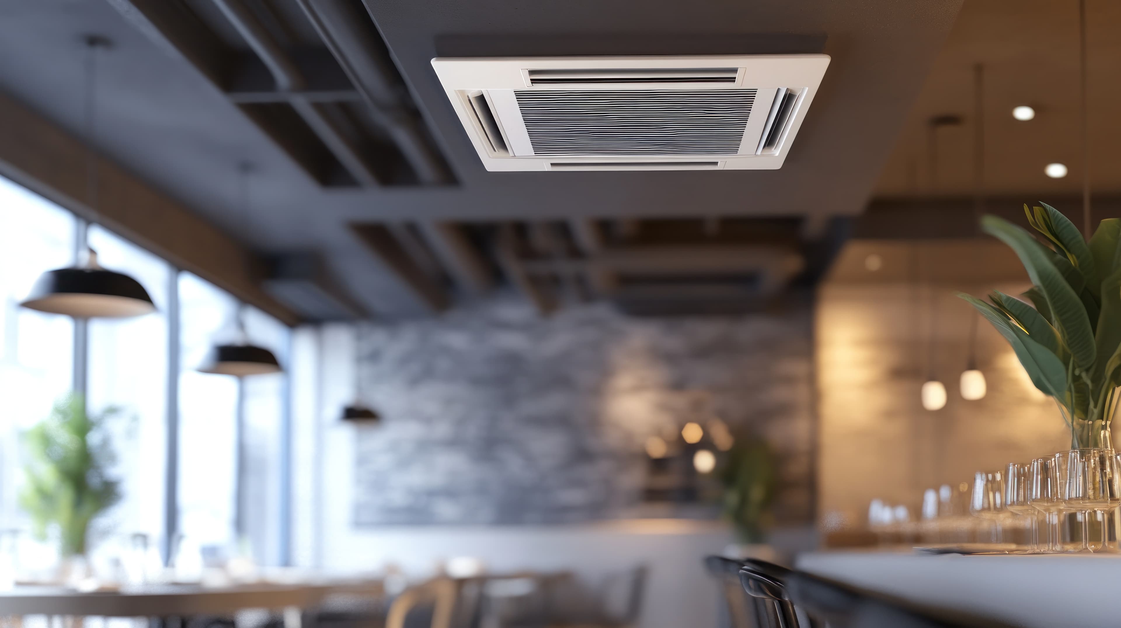 Modern HVAC system installation in an office building