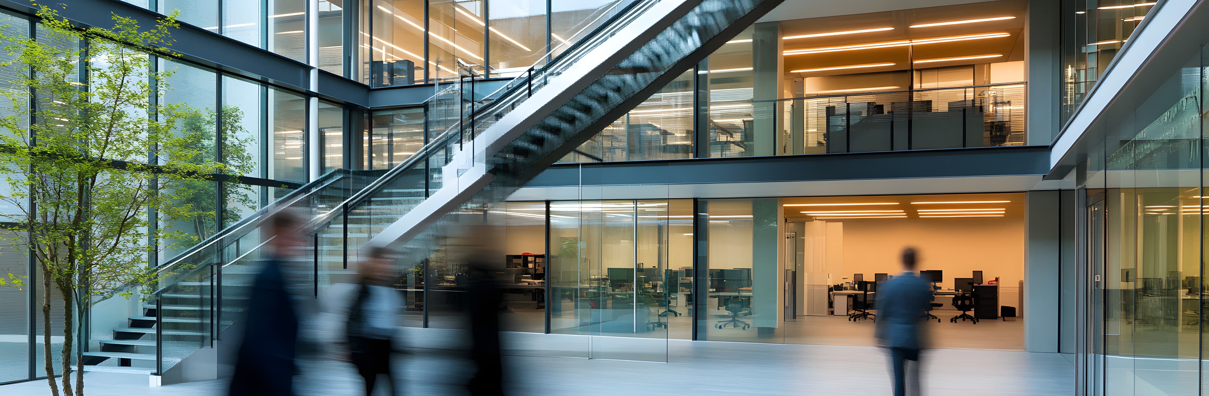 Professional modern office space with contemporary furnishings, representing the high-quality commercial properties available for licensing arrangements