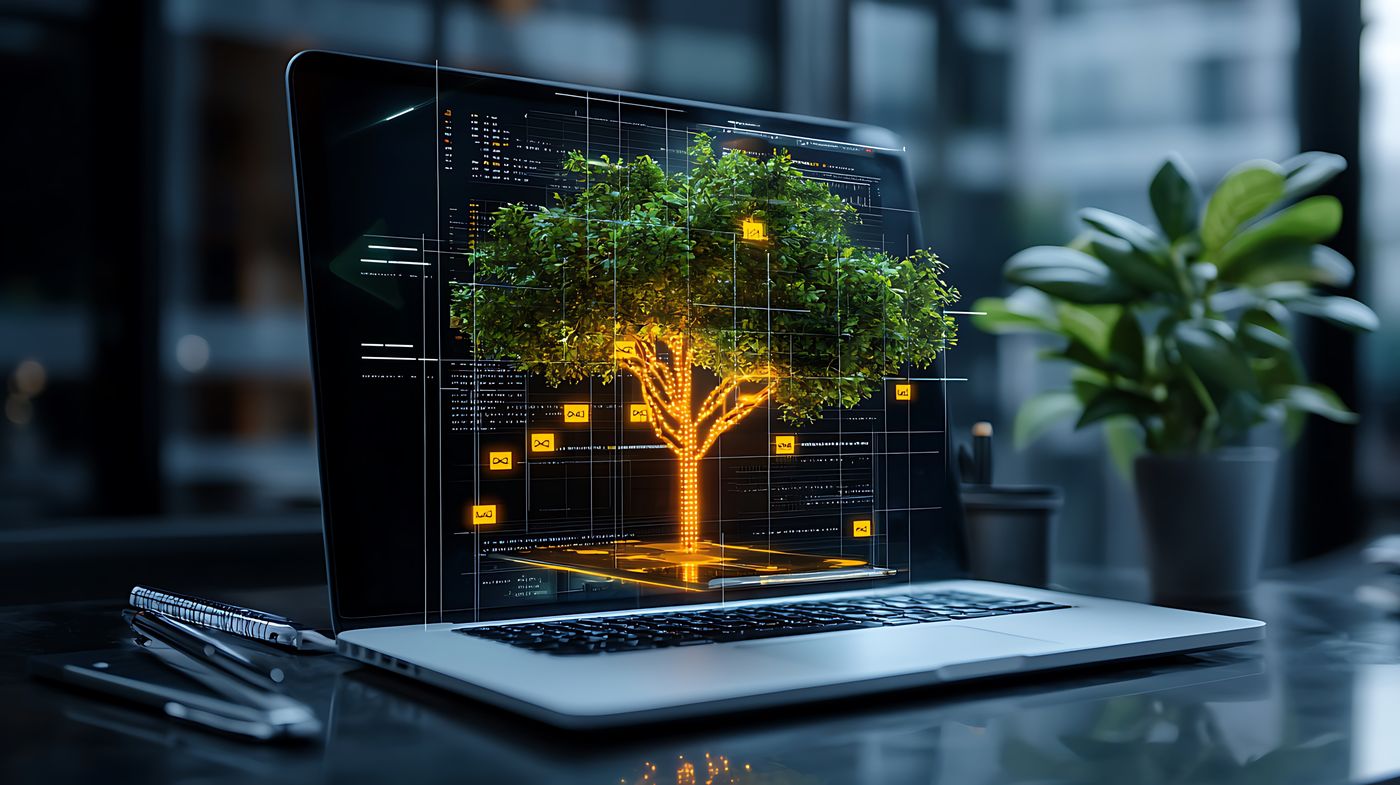 tree in laptop graphic